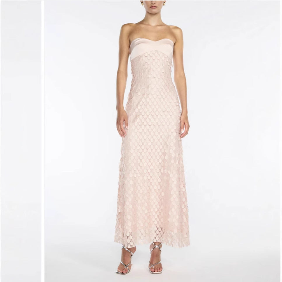 Sweetheart Sequin Backless Bodycon Maxi Dress
