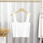 Women's Square Collar Knitted Small Tank Top Vest Women Inner Bottoming Shirt Outer Wear Beauty Back Sleeveless Short Tube Top