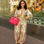 Women's Clothing Long Sleeve Printed Shirt Loose All Matching Trousers Western Two Piece Sets