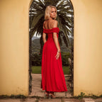 Women's Red Off-Shoulder Cocktail Dress
