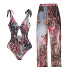 Print Mesh One-piece Swimwear