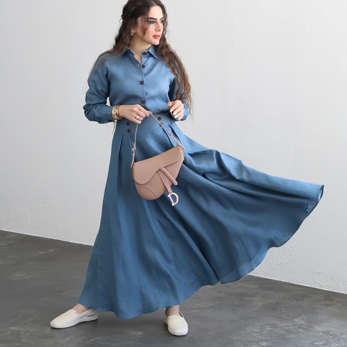 Women's Linen Two-Piece Skirt Set