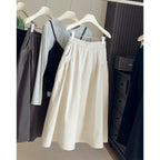 Spring Autumn Elastic Waist Loose Pockets High A Line Skirt