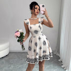Elegant Multicolor Printing Flying Sleeves A Line Dress