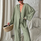 Lace-Up Cardigan & Trousers Set