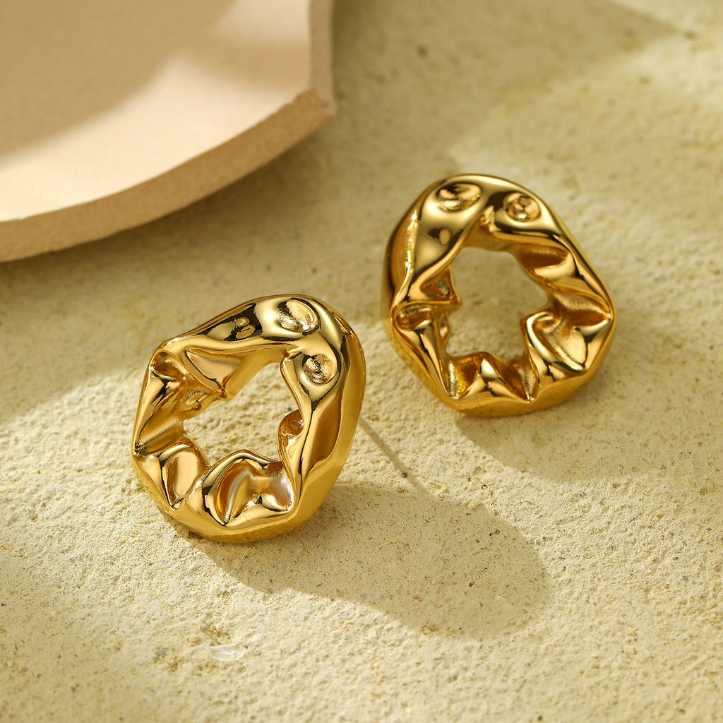 Asymmetric Lava Stud Earrings