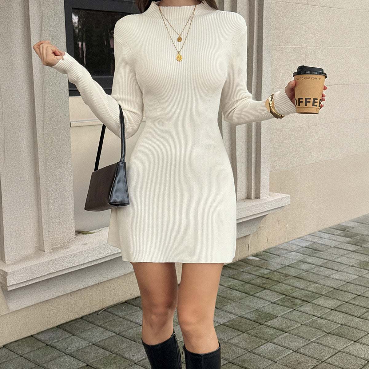 Women's Autumn Retro Waist Controlled A Line Umbrella Dress