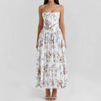 Printed Backless Slip Maxi Dress