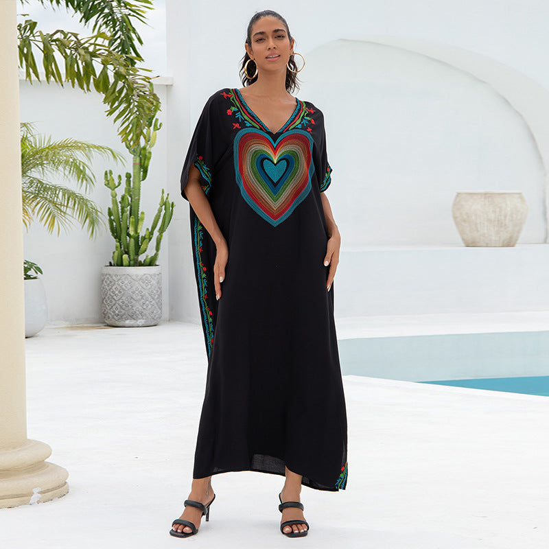 Rayon Embroidered Cover Up Swimwear