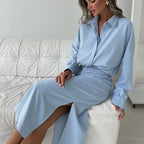 Cotton Cardigan & Split Skirt Set