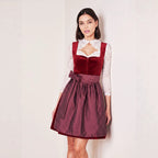 Women's Wine-Red Velvet Dress