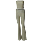 Women's 's Strapless Top & Slim Trousers Two-Piece Set