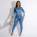 Women's Summer Clothing Tight Printed Jumpsuit Two-Piece Set