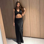 Lace V-Neck Strap Top & Maxi Skirt Set