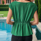 Women's Summer Women Twisted Solid Color Texture Shirt For Women