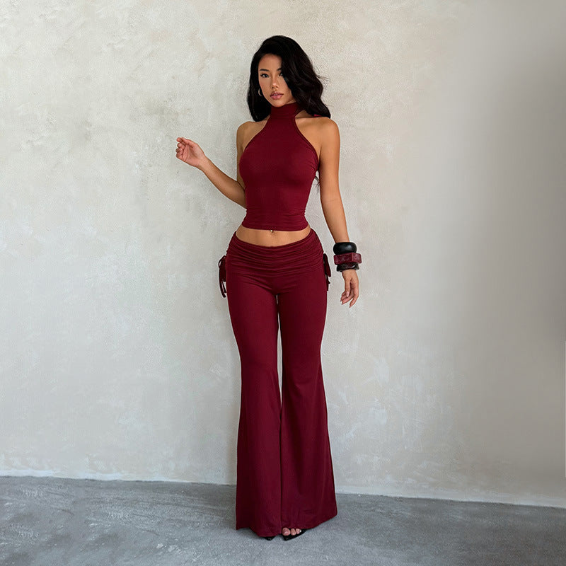 Women's Halter Top & Bootcut Pants Set