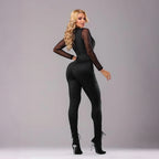 Women Clothing Round Neck Polyester Mesh Stitching Milk