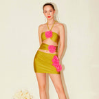 French Solid One-piece Swimwear