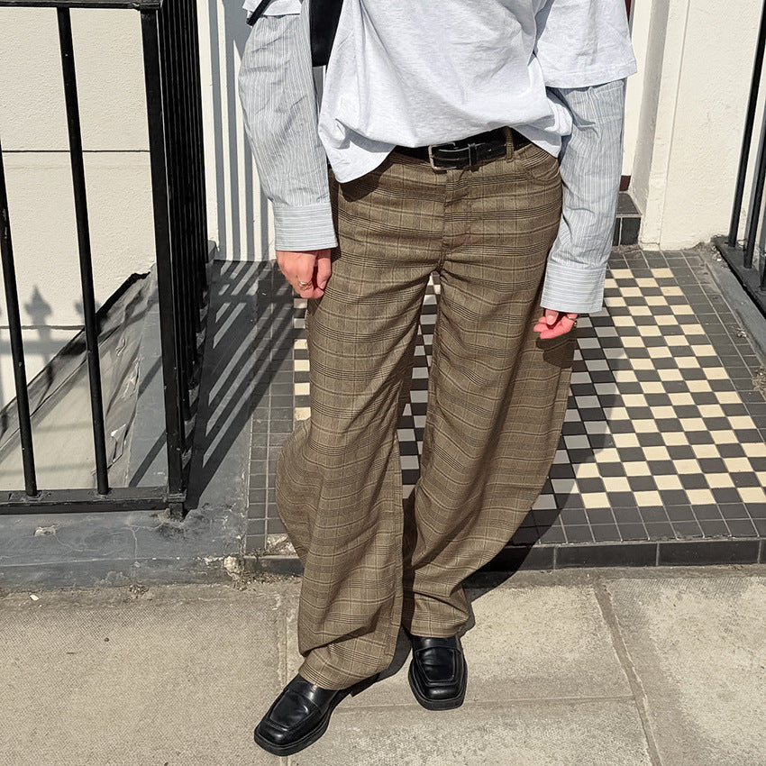 Spring Arrival Niche Design Plaid Matchet Pants Casual Skirt
