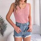 Women's V-Neck Hollow-Out Sleeveless Sweater