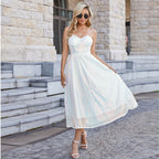 Sequined Strapless A-Line Slim Off-Shoulder Mesh Shiny Crystal Dress