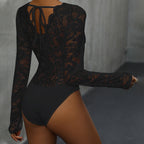 V Neck Long Sleeve Lace Jumpsuit
