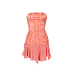 Tube Top Lace Up Backless Chiffon Stitching Dress