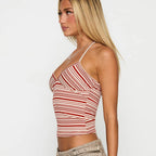 Sexy Personalized Summer Exclusive For Halter Strap Irregular Asymmetric Striped Vest For Women