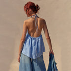 Women's Summer Women Wear Striped Lace Up Backless Women Top Sexy