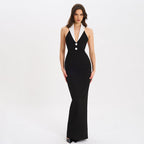 Women's Collared Dress Backless Slit Slimming Dress