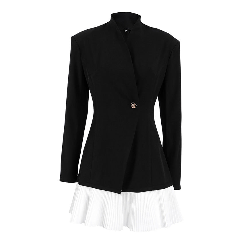 Design Color Contrast Patchwork Black Long Sleeves