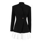 Design Color Contrast Patchwork Black Long Sleeves