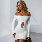 Women's Off-Shoulder Cutout Long-Sleeve Mini Dress