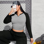 Women's Plus Size Contrast V-Neck Top