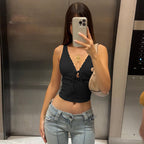 Women's Deep V-Neck Lace-Up Vest Top