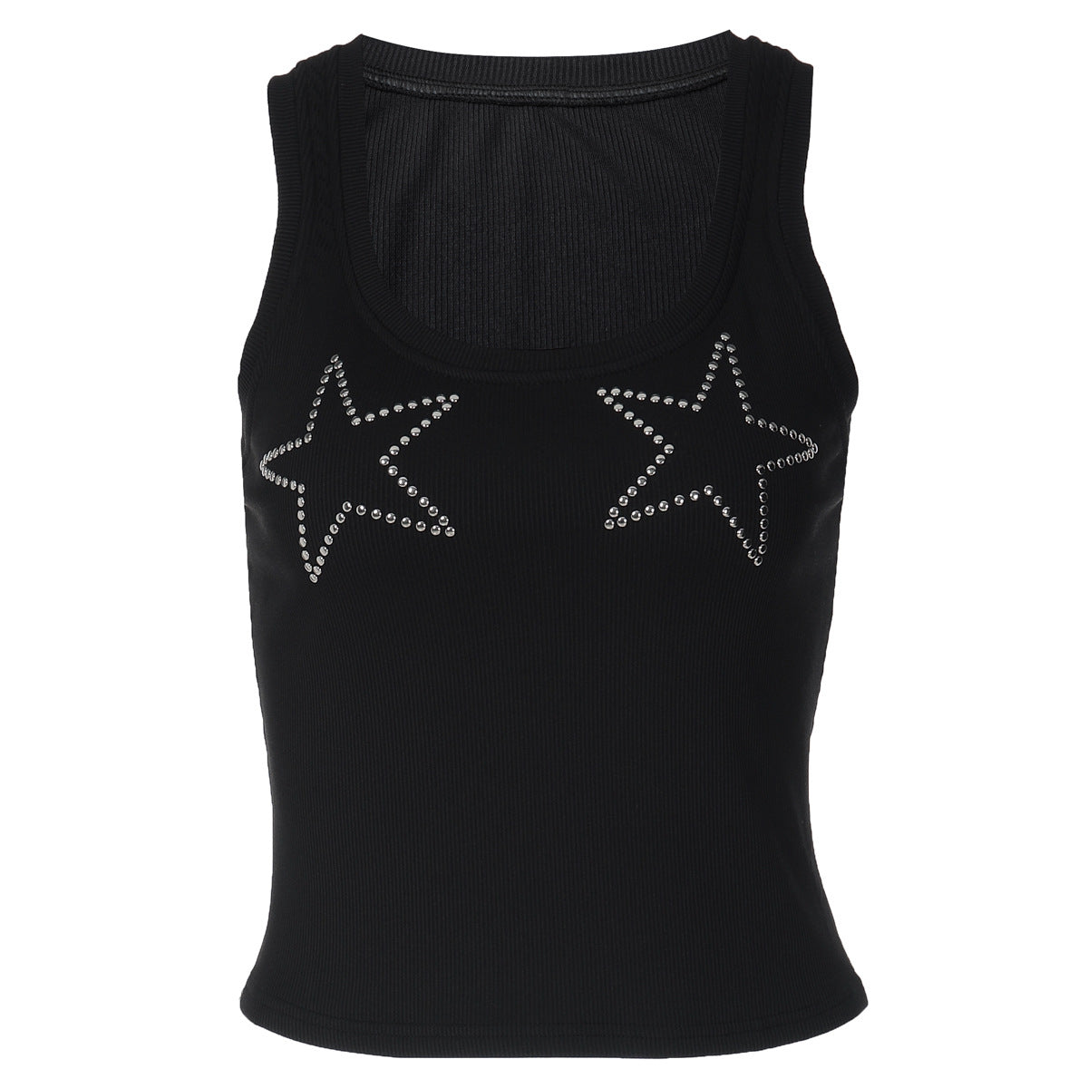 Rhinestone All Matching Top for Women Winter Sexy Slim Fit Solid Color Vest