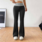 Women's All Match Office Tight Casual Pants Elastic Waist Contrast