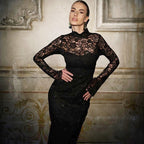 Women's Lace Patchwork Slim Long Sleeve Dress