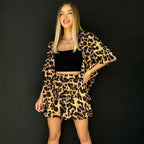 Women's Suit Women's Leopard Print Short Sleeve Lining Summer Shorts