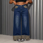 Women's Leopard-Print Wide-Leg Jeans
