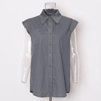 Women's Elegant Idle Sleeveless Shirt Women Spring Solid Color Design Loose Top