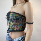 Women's Floral Lace-Up Embroidered Tube Top