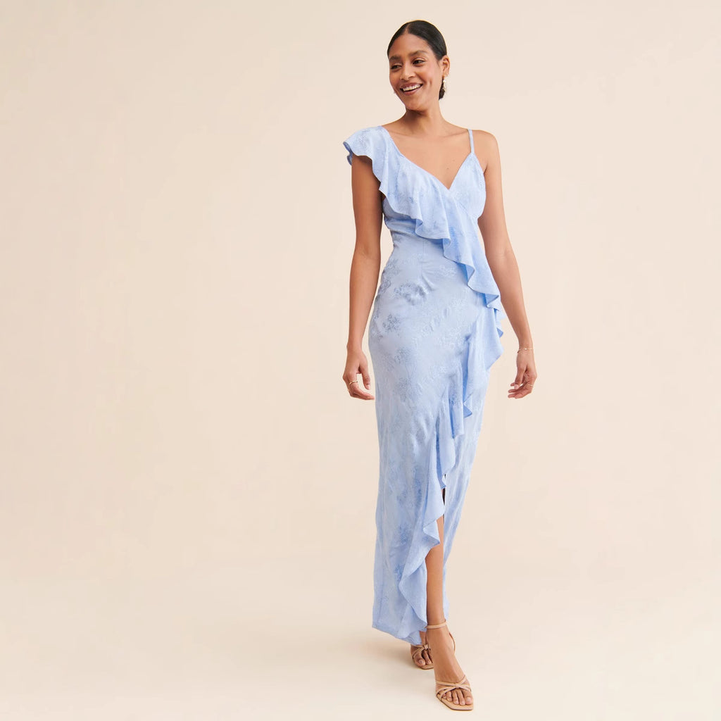 Floral Backless High Slit Bodycon Maxi Dress