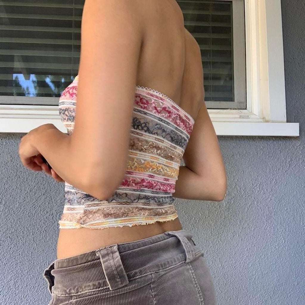 Women's Women’s Floral Lace Strapless Tube Top