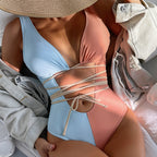 Color Matching One-piece Swimwear