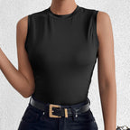 Milk Silk Sleeveless Round Neck Vest Top