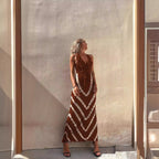 Women's Striped Halter A-Line Dress