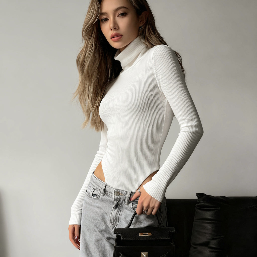 Turtleneck Knitted Long Sleeve Jumpsuit
