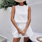 Embroidered Vest & Shorts Set