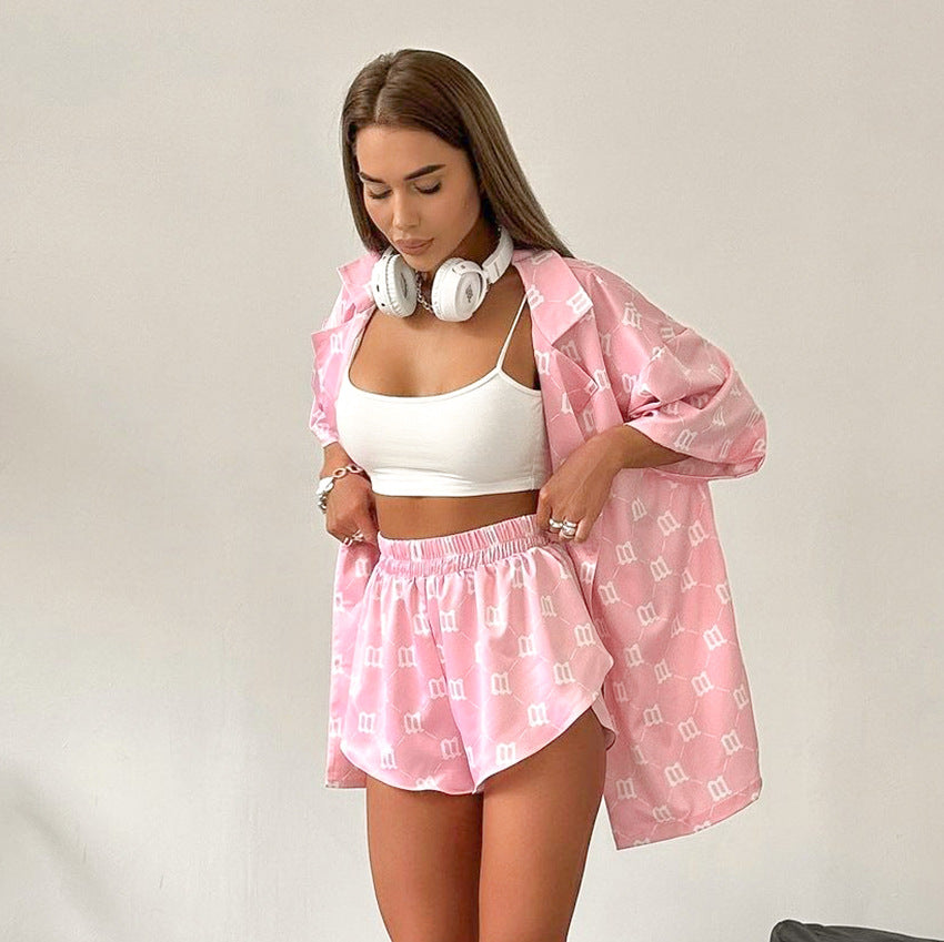 Satin Printed Pajamas Lingerie